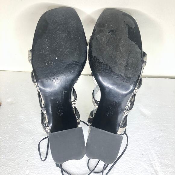 M Gemi Sandal Heel Snake Python Gladiator Tie up Straps Block Heel Square Toe 37 - Picture 8 of 11